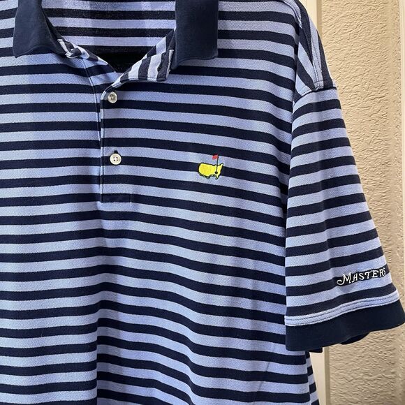 Masters Collection Men’s Large Blue Striped Golf Polo Shirt Pima Cotton Two-Ply - Picture 2 of 8